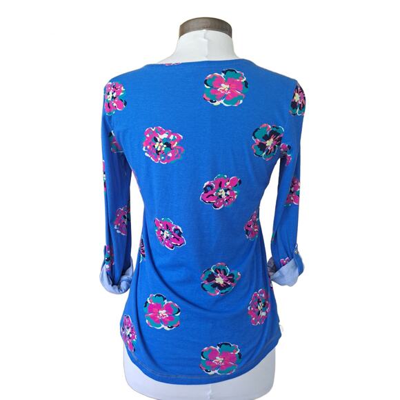 Lilly Pulitzer Janelle Roll Tab Sleeve Top Of Corsage Royce Blue - Picture 4 of 9